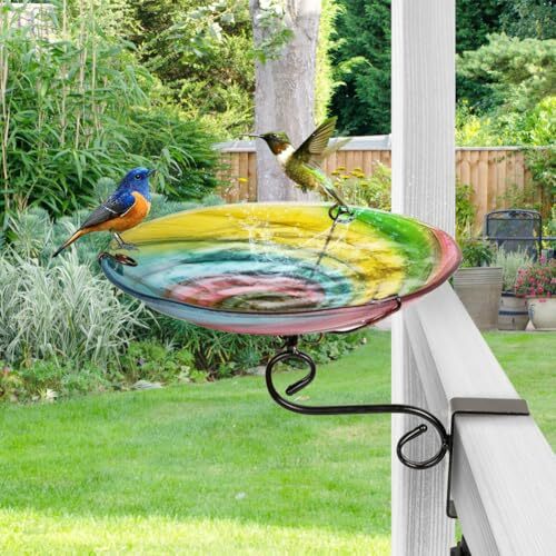 Deck Mounted Bird Bath, Bird Bath for Outside Glass Bird Baths with ...
