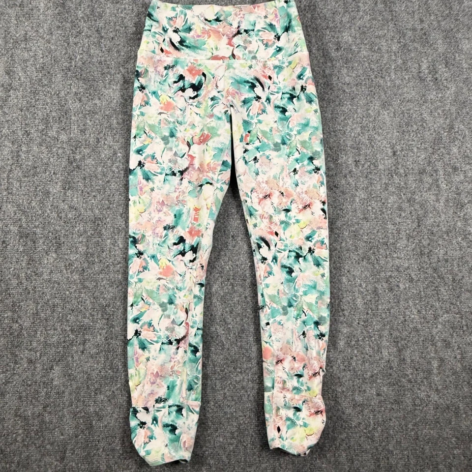 RBX 花卉印花打底裤高腰运动瑜伽裤脚踝小锁眼 — 第 2/4 张图片