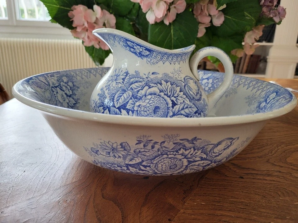 Ensemble toilette "Jardinière" , faience Saint Amand Hamage Nord - Photo 3/4