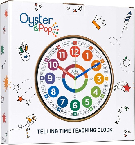 Oyster&Pop Learning Clock for Kids - Silent Telling The 10 inch, Multicolor - Picture 7 of 7