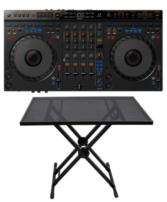 Alpha Theta DDJ-GRV6 DJ Controller W/Double X Style Stand, Table Top & Ergo Lock