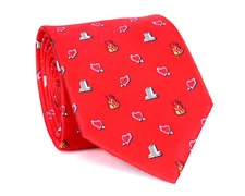 NWT LANVIN Paris pure silk TIE red logos hearts luxury handmade France