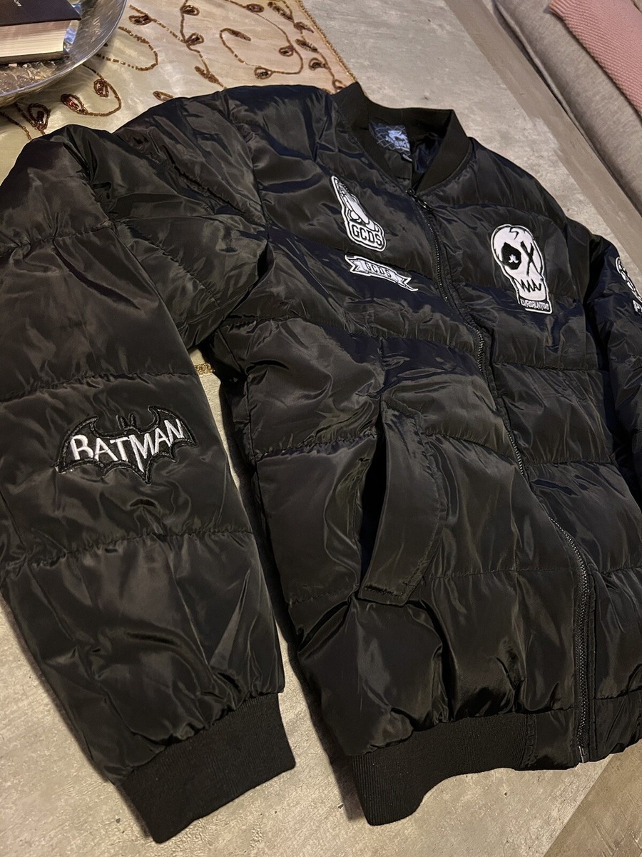 【希少】GCDS patch bomber jacket ジャケット　ブラック BLACK BOMBER JACKET WITH PATCHES BATMAN SKULL GCDS SIZE