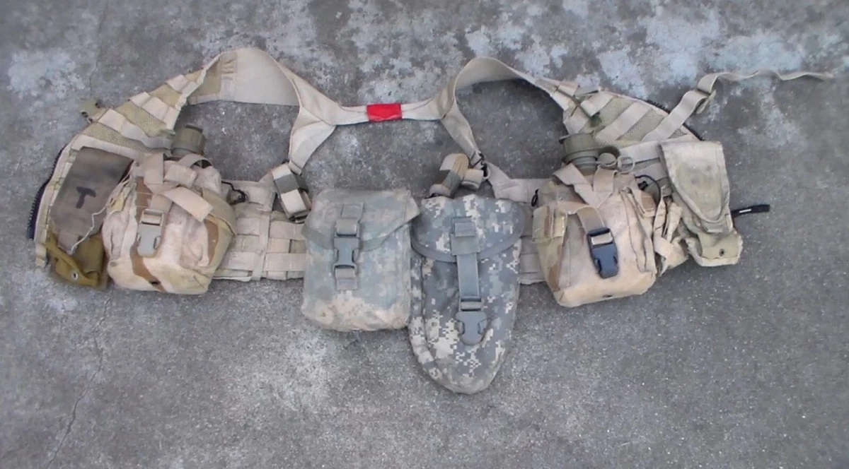 Old US Army 2000s Iraq War / Afghanistan War era Tactical Vest & Canteens (USED)