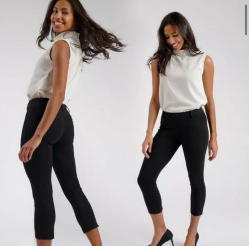 Black Cropped Yoga Capri Dress Pants | eBay