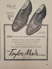 1940 Tally Ho Brogues Taylor Made Shoe O So Ez E Styles Innersoles Vtg Print Ad