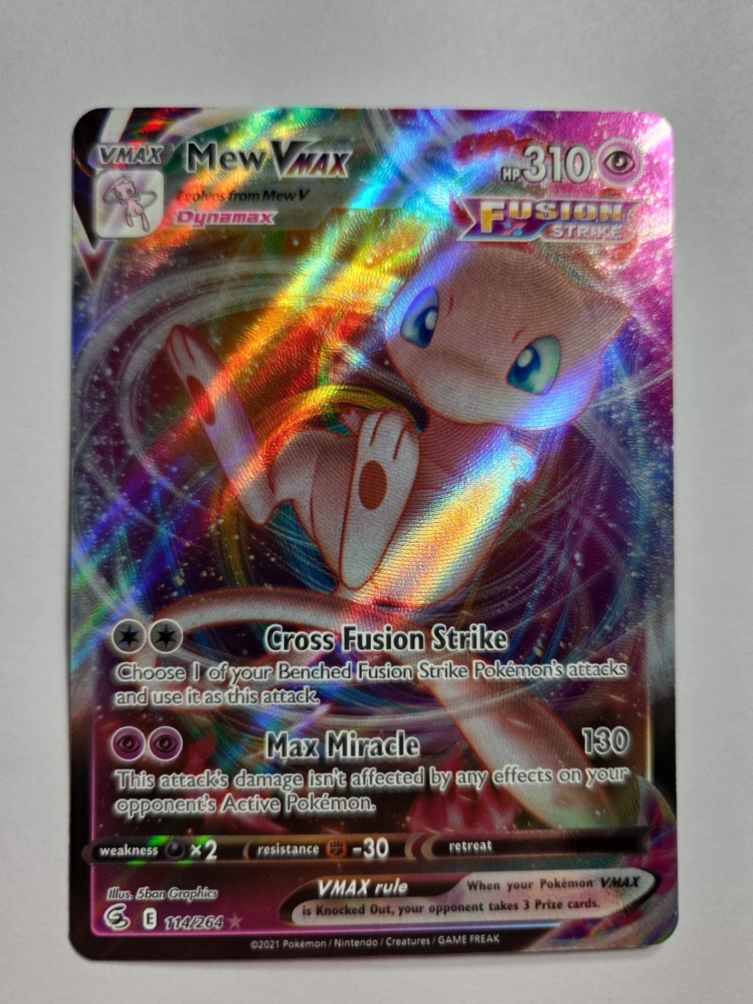 Mew Vmax 114/264 Fusion Strike NM Ultra Rare Pokemon Card Nesr Mint