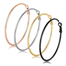 4 Pairs Big hoop earrings for Women Girls, 316L Stainless Steel Hypoallergenic S