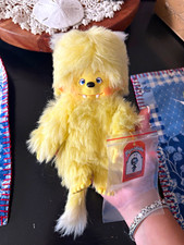 Sekiguchi Monchhichi Yellow Kicky Wucky Vintage w/ Tag Case