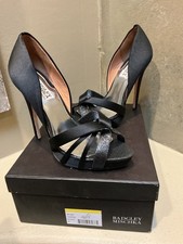 NIB Badgley Mischka Cherise wedding formal Platform open toe pump shoes BLACK 8