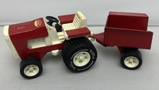 Vintage 70s Tonka Farm Tractor And Metal Trailer Red 811002 