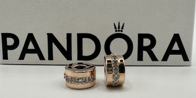 Pandora Paar Rosegold Shining Path Clips. Ale Met. #781817CZ 