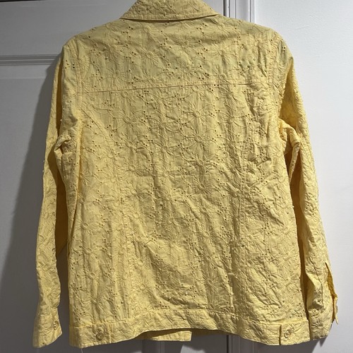 Vintage Quacker Factory Jacket XS Yellow Eyelet Beaded Button Collar (241) - Picture 8 of 12