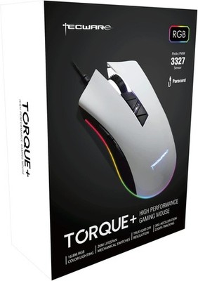 Tecware Torque+ RGB Gaming Maus weiß - PixArt 3327 Sensor, 6200 DPI, kabelgebunden