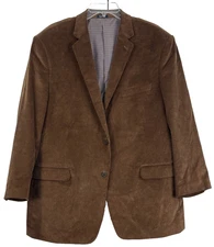 SADDLEBRED Corduroy Blazer Sport Coat Mens 44R Brown Single Breasted