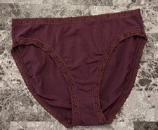 NWT VICTORIA'S SECRET LARGE MAROON BURGUNDY FLORAL LACE HIGH LEG BRIEF PANTIES