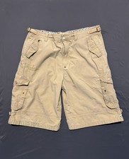 Vintage Akademiks Cargo Shorts Mens 40 Khaki Baggy Leaf Vine Distressed Y2K