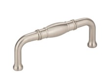 NEW Satin Nickel Cabinet Drawer Pulls 3" Center to Center SET 4 Knuckled Barrel