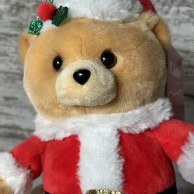 Repeats voices! Enesco Kalidou Christmas Merrily Walking Talking Santa Bear NWT