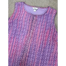 CJ Banks Sleeveless Top Button Front Sheer Pink Purple Blouse 1X Summer Beach