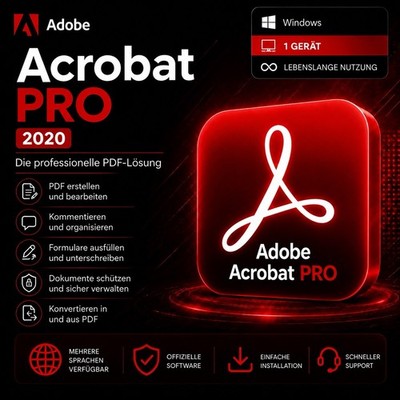 Adobe Acrobat Pro 2020 Dokumenten-Management für Windows, Lebenszeit, 1 Gerät