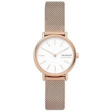 Skagen Women's Watch Signature Lille White Dial Rose Gold Steel Bracelet SKW2694