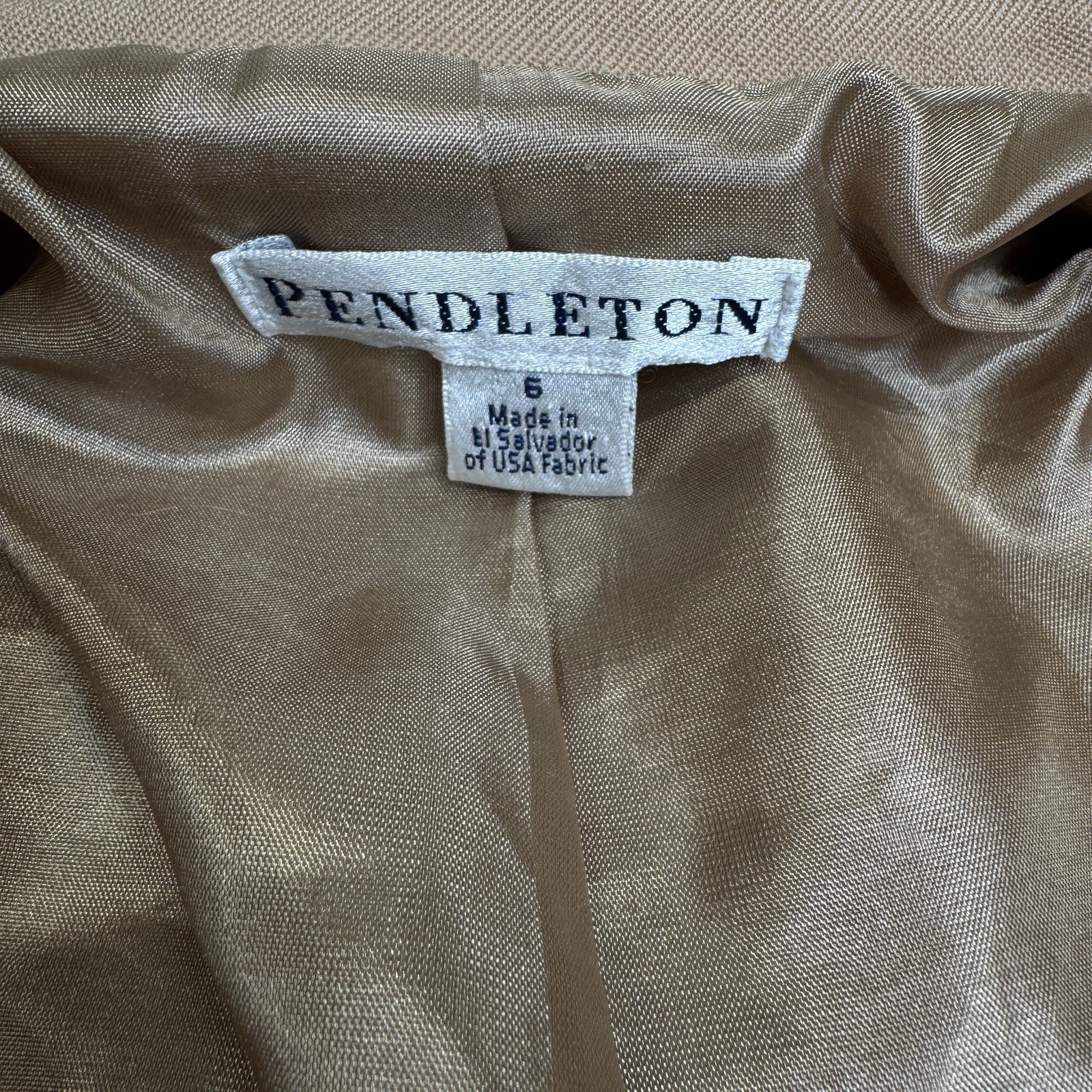 Pendleton Virgin Wool Tan Blazer Jacket, Size 6, … - image 3