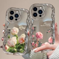 Rose Flower Phone Case for iPhone - Clear Cute Floral Aesthetic Cover