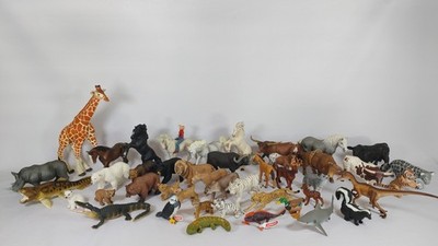 Lot Of 44 Schleich Safari Ltd And Other Brand Animals Figures Rare Farm Zoo Wild