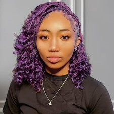 8 Packs 10 Inch Boho Box Braids Crochet Hair for Black Women M1B/Purple