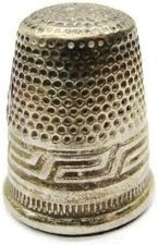 Vintage Silver Embroidery Thimble with Baslica of St. Peter Emblem