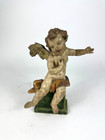 Antike Putte Barock Engel Sitzend Flügel Holz Geschnitzt Putto Heiligenfigur Alt