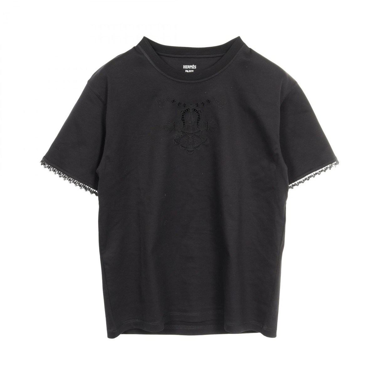 極美品 HERMES Tシャツ 黒 サイズ40 HERMES T-shirt Tops cotton Black Used Women size 34 | eBay