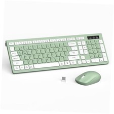 Wireless Keyboard and Mouse Combo, Full-Sized Wireless Keyboard Avocado Green