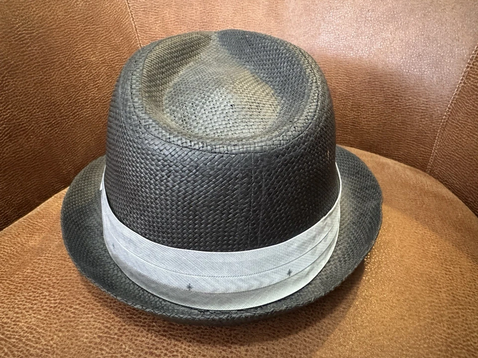 Sombrero Goorin Bros Fedora Negro Mezcla de Paja con Banda Gris - Sombrero de Vestido de Verano para Hombre Foto 4 de 4