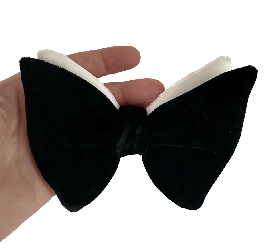 De Colección Terciopelo Mariposa Pajarita Blanco y Negro, Borgoña L Gatsby Clip En LOTE de 2 Foto 3 de 4