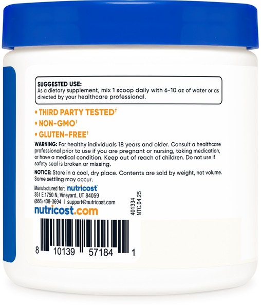 Polvo de Vitamina C Nutricost (0.5 LBS) - Ácido Ascórbico Puro 4
