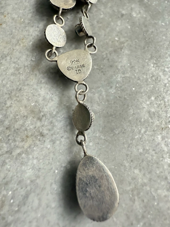 Collar Colgante BARSA Firmado Turquesa Cabujón Plata de Ley 925 Y Gota 15g Foto 3 de 4