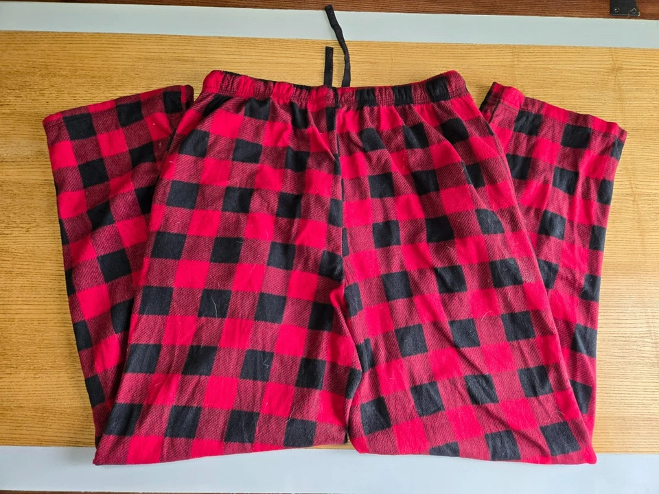 Pantalones de dormir Stafford de franela a cuadros rojos y negros talla XL para hombre Foto 4 de 4