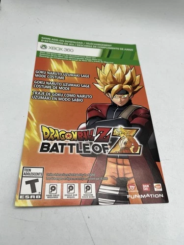 Dragon Ball Z: Battle of Z (Microsoft Xbox 360 Naruto DLC Costume Add On Unused