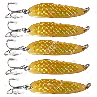 5pcs 1oz Gold Chrome crocodile Spoon trolling flutter Casting Jigs Metal Lure