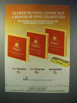 1975 Dunhill Premium, King, International Cigarette Ad | eBay