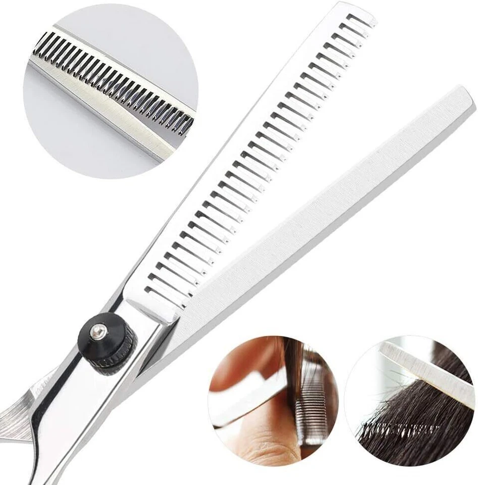 Kit Forbici Dentate Da Parrucchiere Professionale Da Barbiere e Capelli Lisci - Immagine 4 di 4