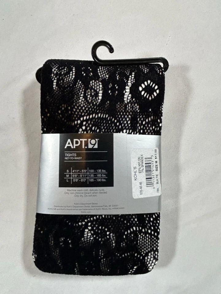 Apt. 9 Medias Diseño Rejilla Mujer Talla Mediana Negras Novedad Foto 2 de 2