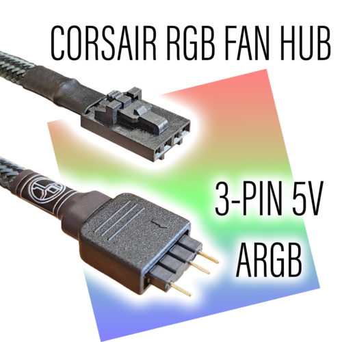 Corsair RGB Fan Hub to Standard ARGB 3-pin 5V Adapter - Afbeelding 1 van 8