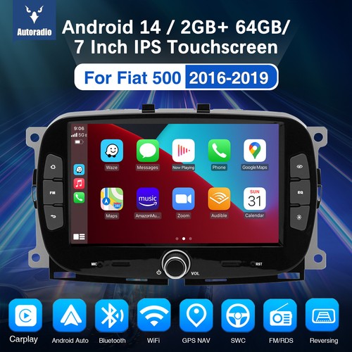 2G+64G 7" For Fiat 500 2016-2019 Carplay Android 14 Car Stereo Radio GPS WIFI BT - Bild 2 von 13