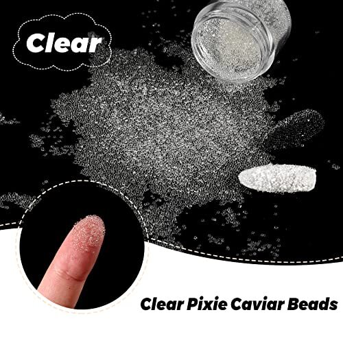 Caviar Beads Nails Micro Pixie Beads 0.6-0.8mm 2 Colors Clear and Crystal AB - Picture 4 of 7