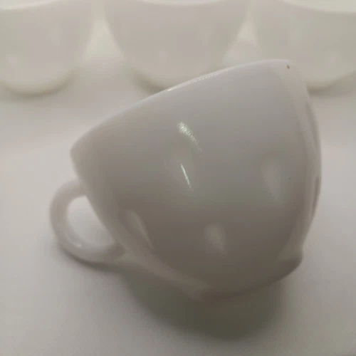 Lot Of 7 Vintage Milk Glass Cups Mugs Punch Indented Pattern Seed