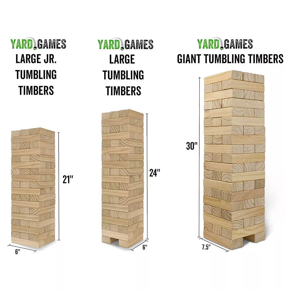 YardGames Large Tumbling Timbers Stacking Game w/ 54 Premium Pine Blocks  (Used)