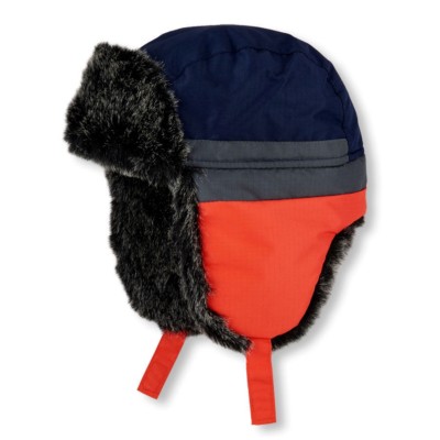 TCP BABY BOY COLORBLOCK FLEECE/FAUX FUR LINED WINTER AVIATOR TRAPPER HAT  XS/6-12